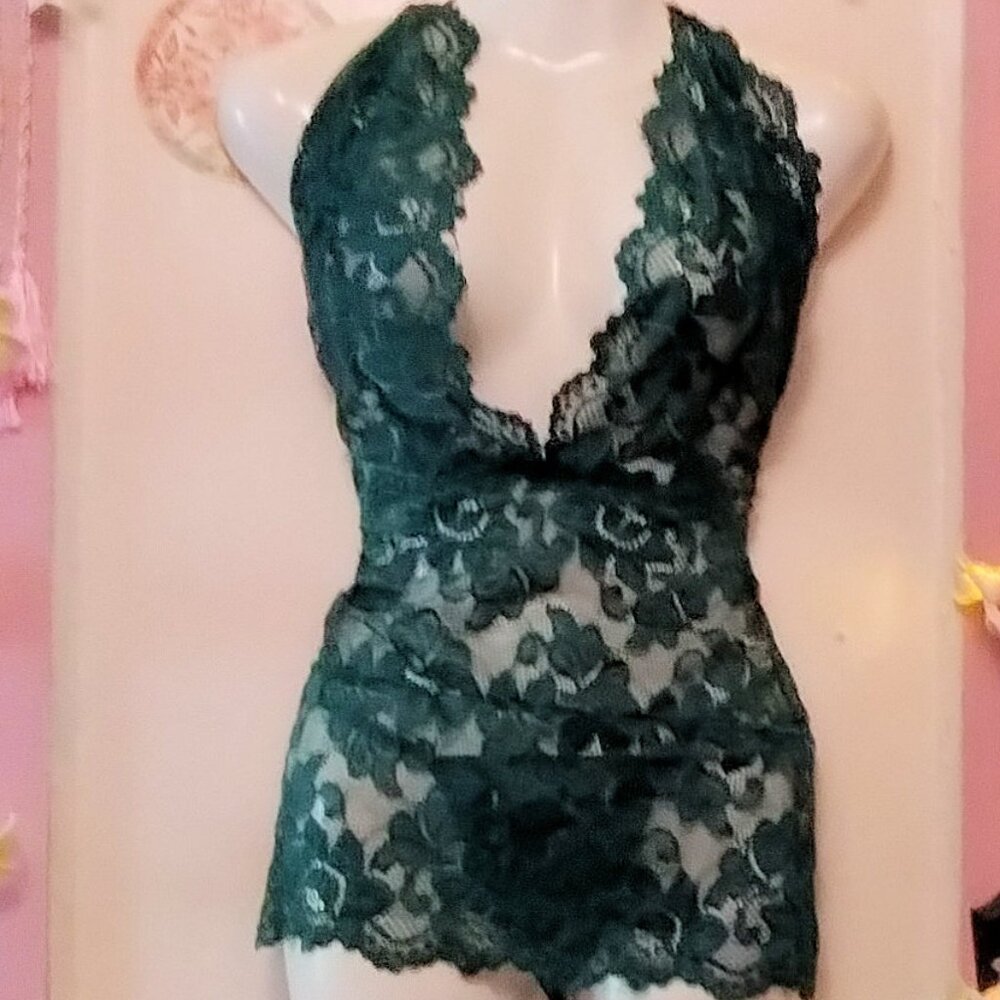 Forest Green (M) Floral Lace Lingerie Set - NWOT